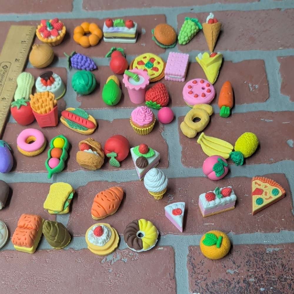 Assorted Colorful Mini Food Eraser Set for Kids Lot Of 48 - Picture 3 of 3